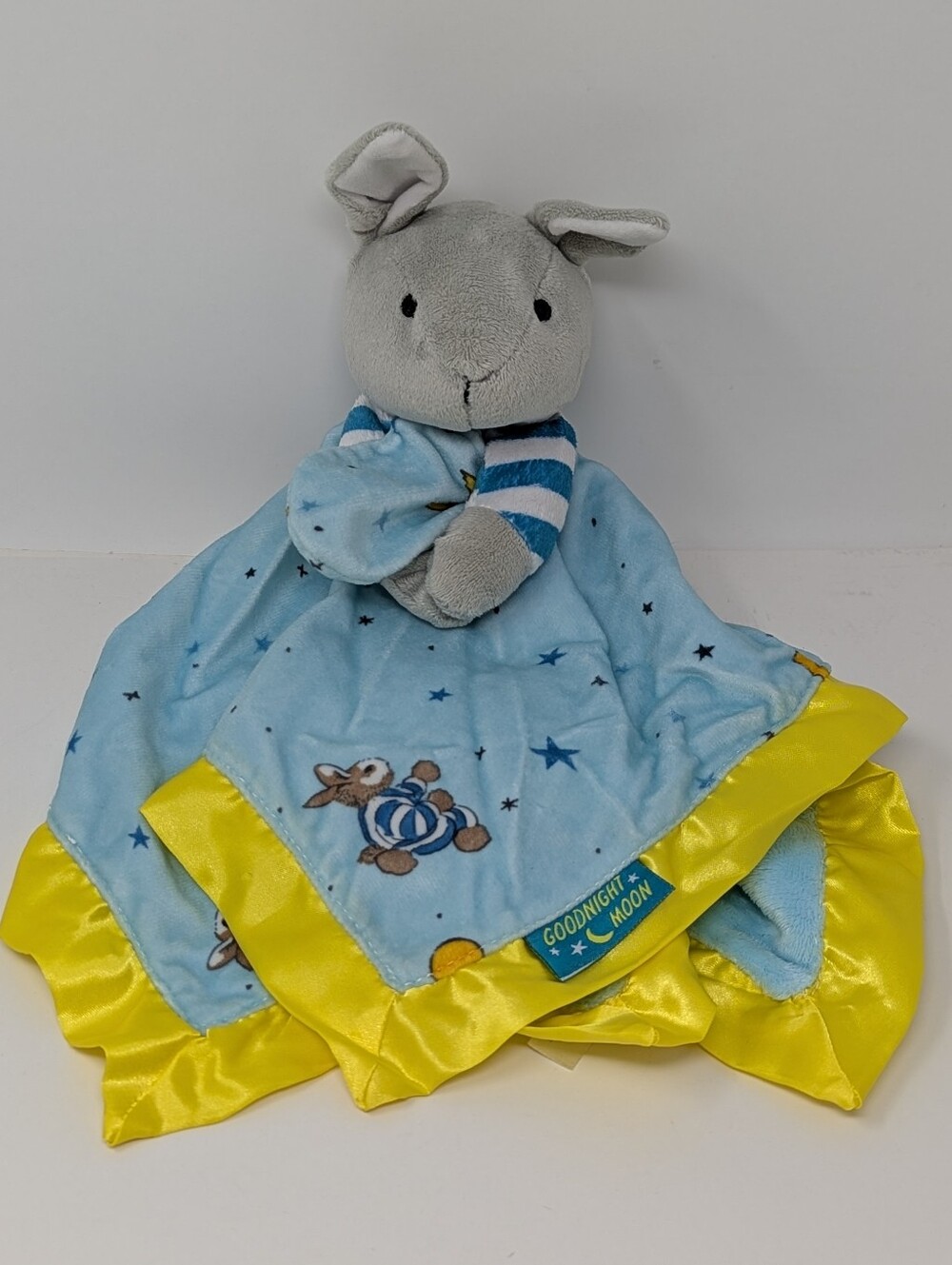 Goodnight Moon Lovey Bunny Baby Security Blanket Satin Trim